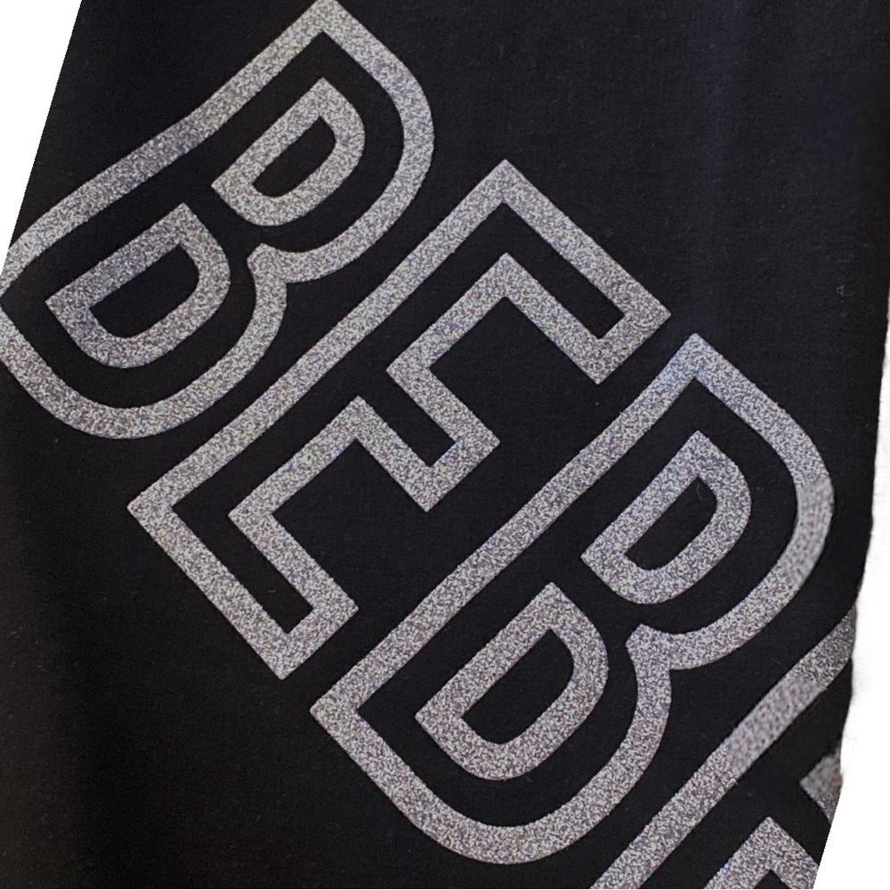 BeBe Sport Black Silver Glitter Logo Band Fleece Jogger Curvy 2X ECU Gothic BA… - Picture 3 of 5